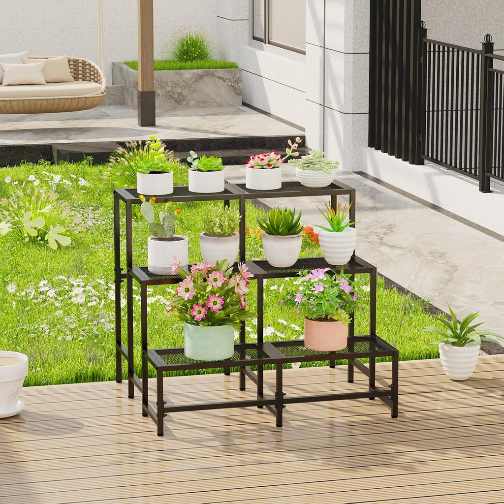 3‑Tier Large Metal Indoor‑Outdoor Plant Stand Rack