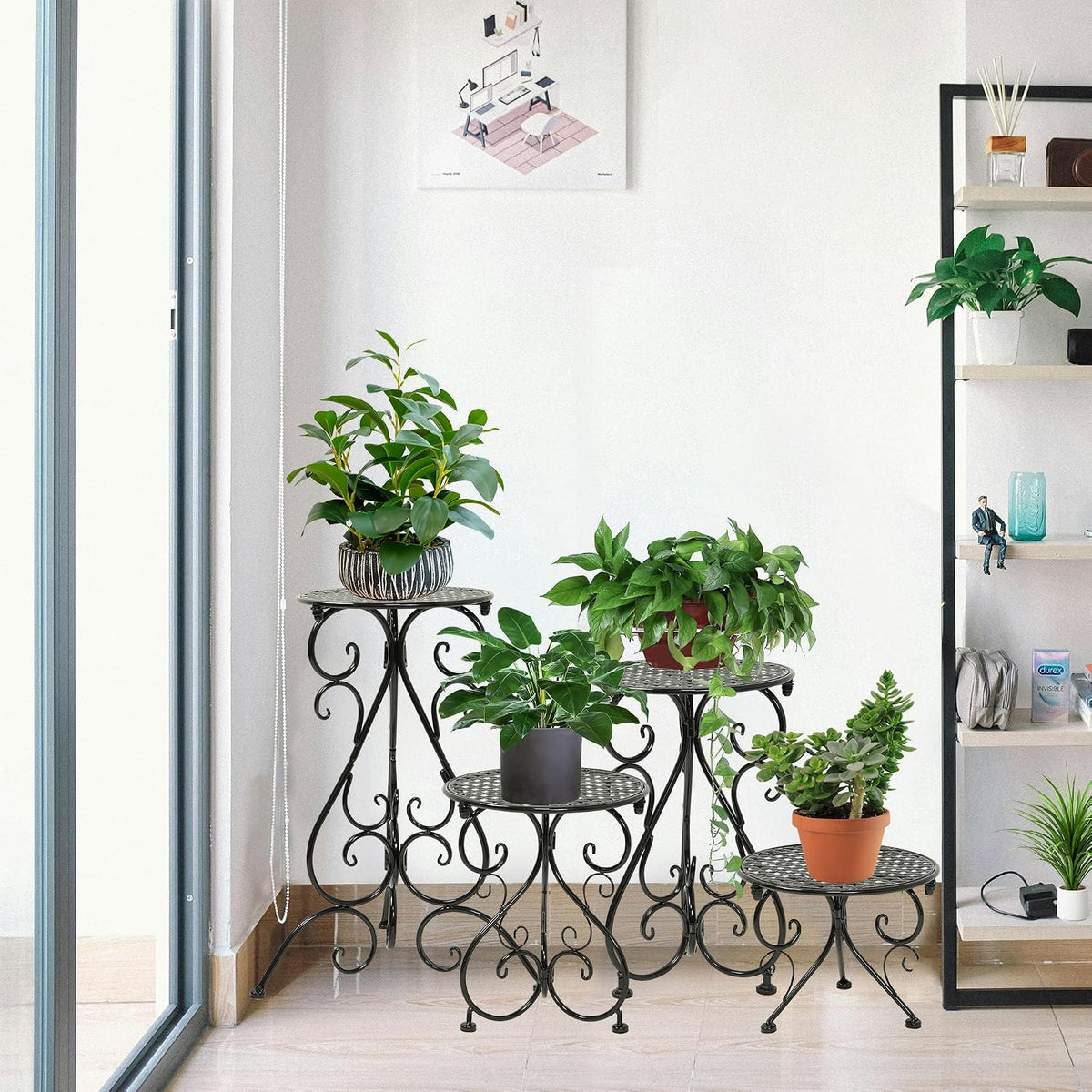 4‑Pack Rustproof Metal Indoor‑Outdoor Plant Stands