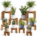 10‑Pack Multi‑Size Wooden Indoor‑Outdoor Plant Stands