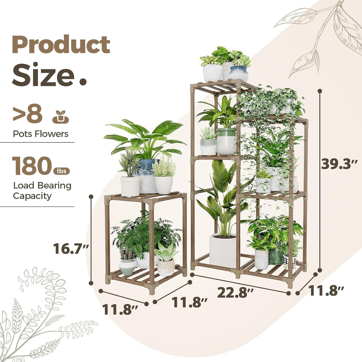 Wooden Indoor Corner Multi‑Tier Plant Stand Shelf