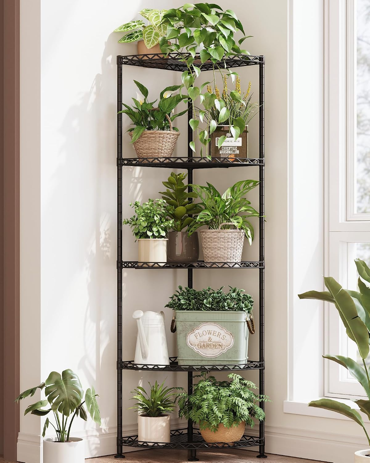 5‑Tier Tall Adjustable Corner Multiple‑Plant Stand