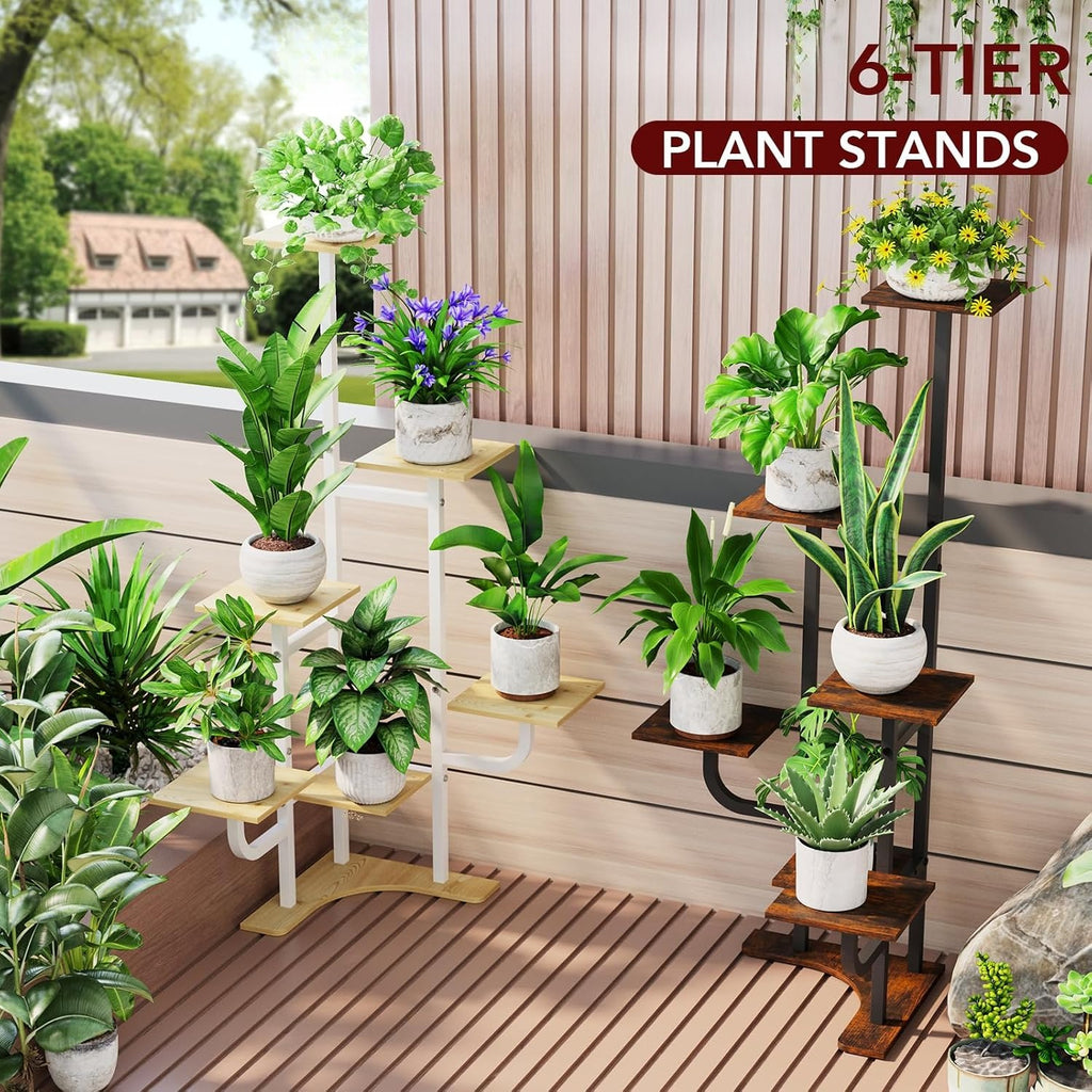 6‑Tier Metal Corner Plant Stand With Grow Light